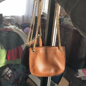 MK purse leather brown purse with gold chain